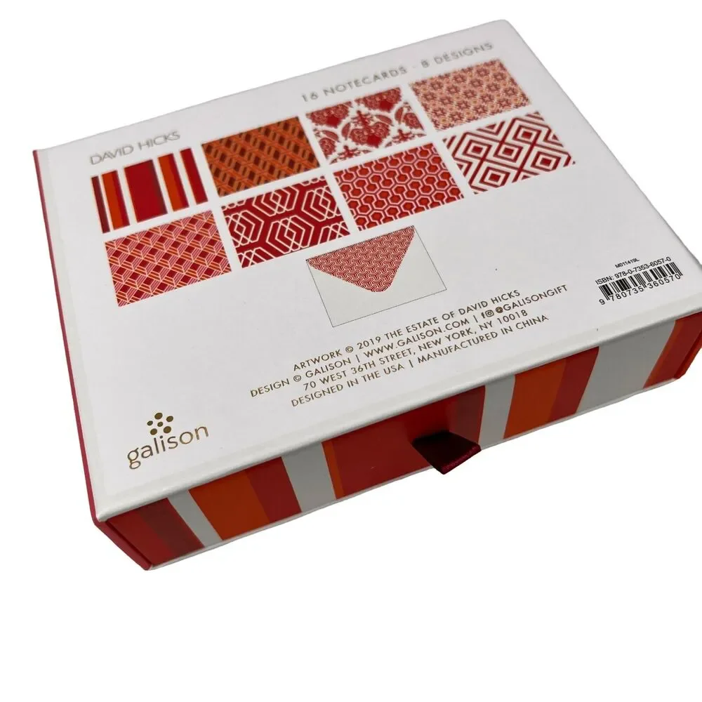 David Hicks Gift Box Notecard Set Envelopes English Decorator Designer Motifs